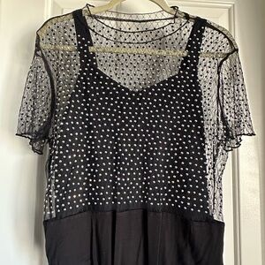 Elegant Black Mesh Sheer Rhinestone Bodysuit